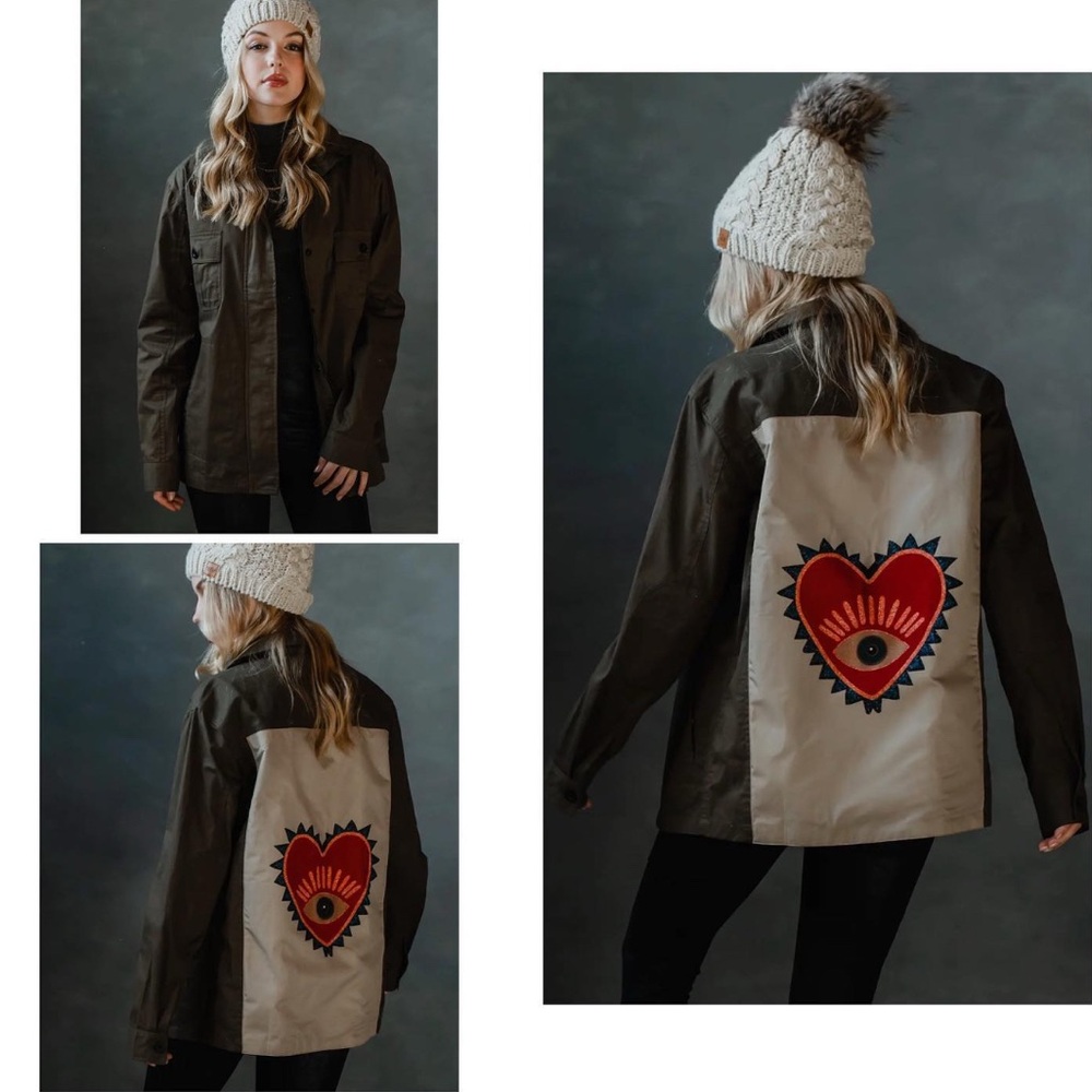 Heart Patch Olive Utility Jacket NWT - image 1